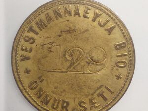Seat token from the Burned Vestmannaeyjar Bio - Cinema 1973 Eruption -  Iceland