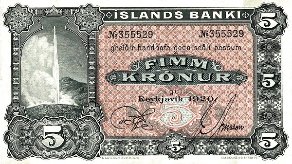 5 Krónur 1920 – Iceland (Pick P-15)