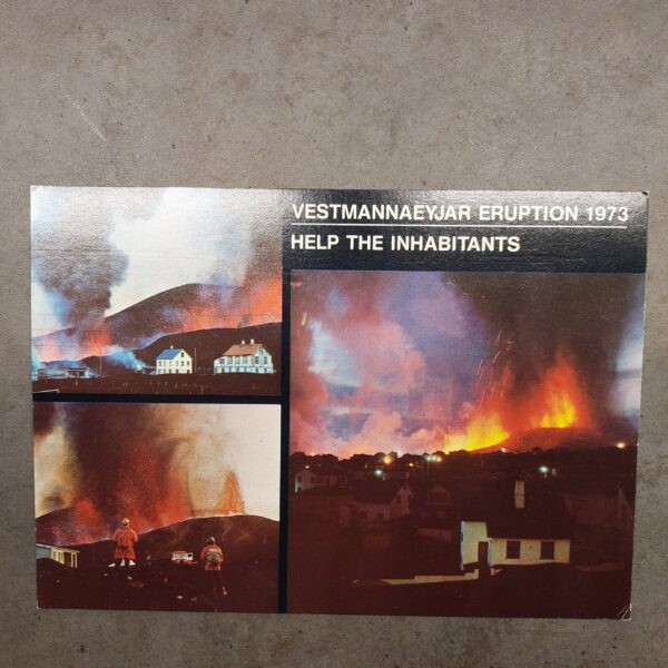 Heimaey eruption 1973 postcard glowing lava