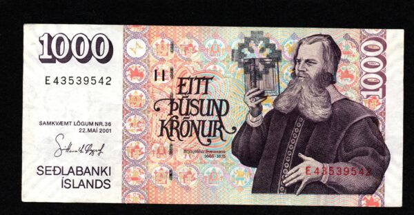 Iceland 1000 kronur 2001 - SHO