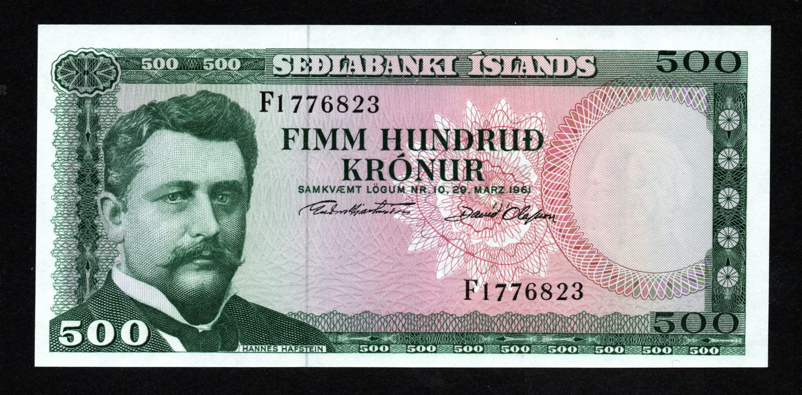 Iceland 500 Kronur UNC 1968(1961) GH - DO