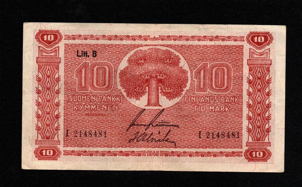 Finland 10 Markkaa 1945 banknote
