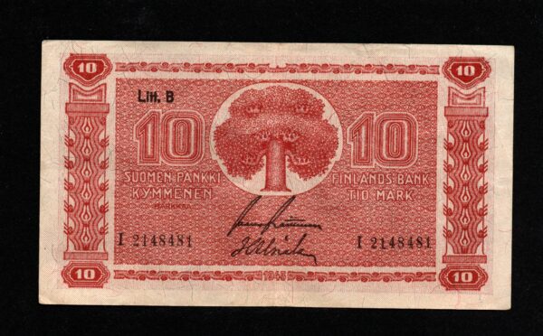 Finland 10 Markkaa 1945 banknote 