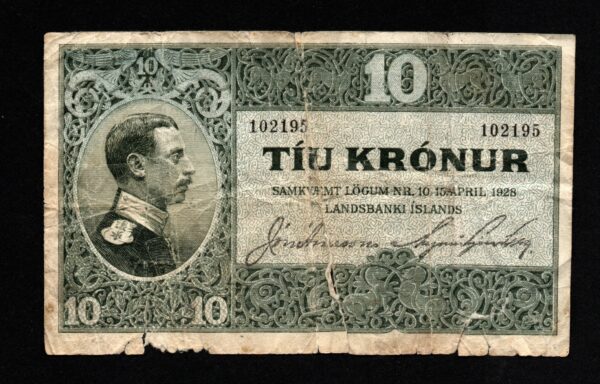 Iceland 10 Krónur 1928 Landsbanki banknote