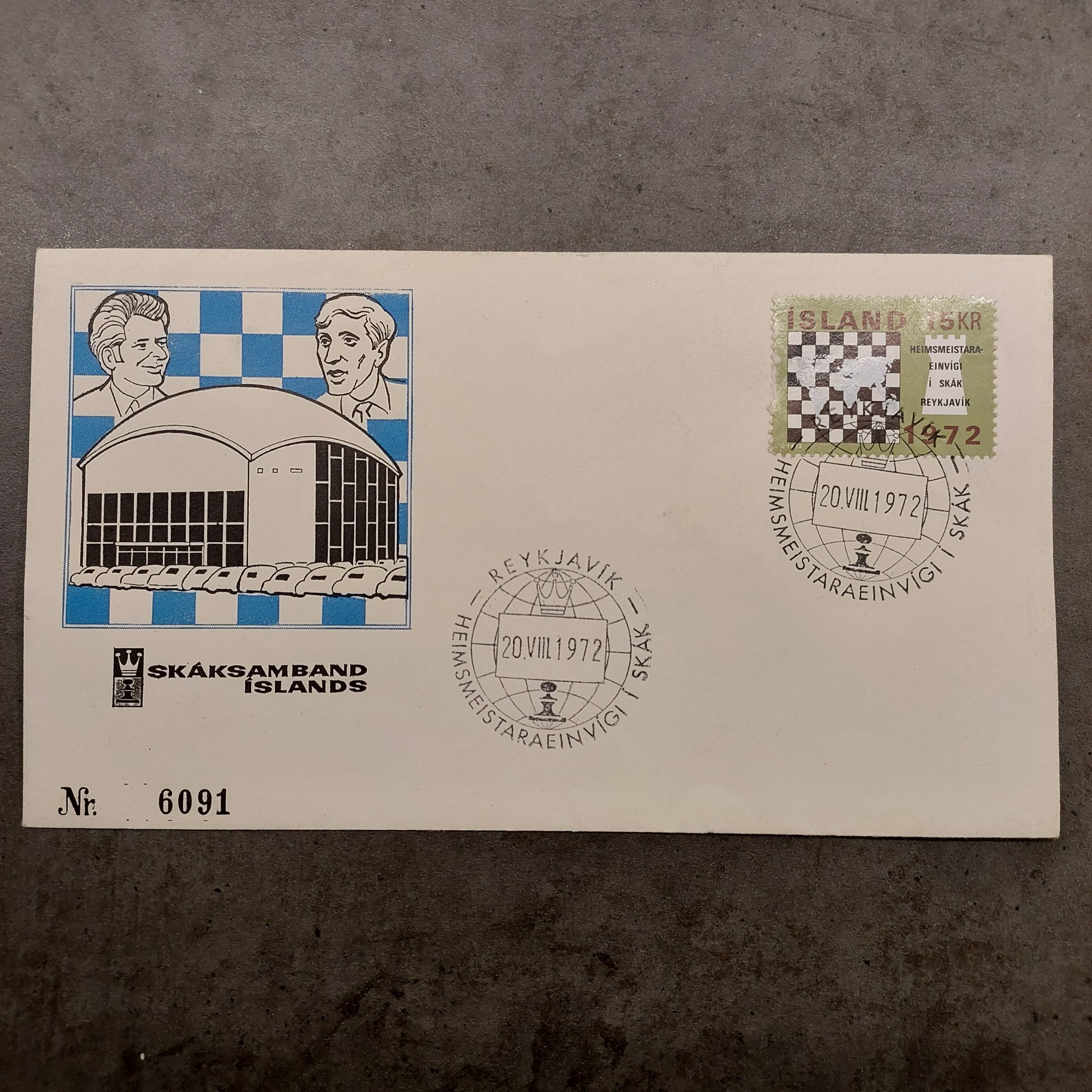 Iceland 1972 Fischer Spassky first day cover