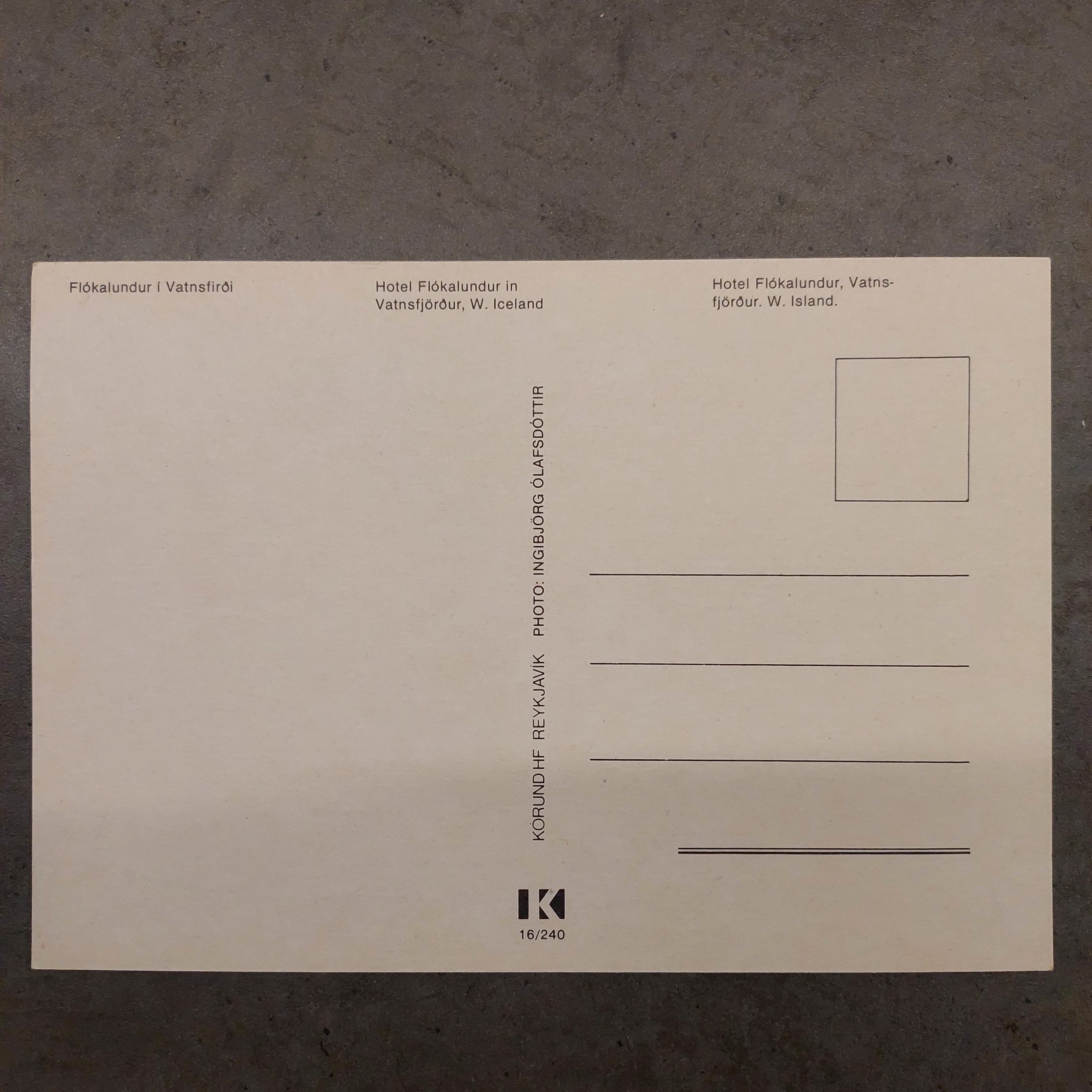 Vintage Hotel Flókalundur Vatnsfjörður Iceland Postcard - Scenic Lodge View - Image 2