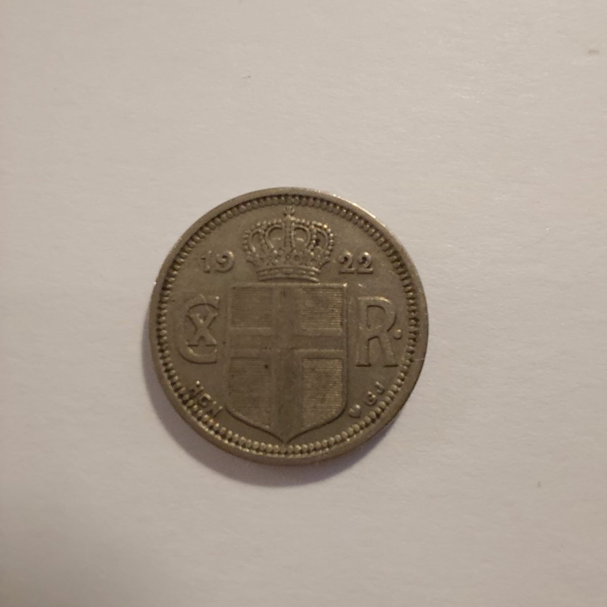 Iceland 10 aurar 1922 coin