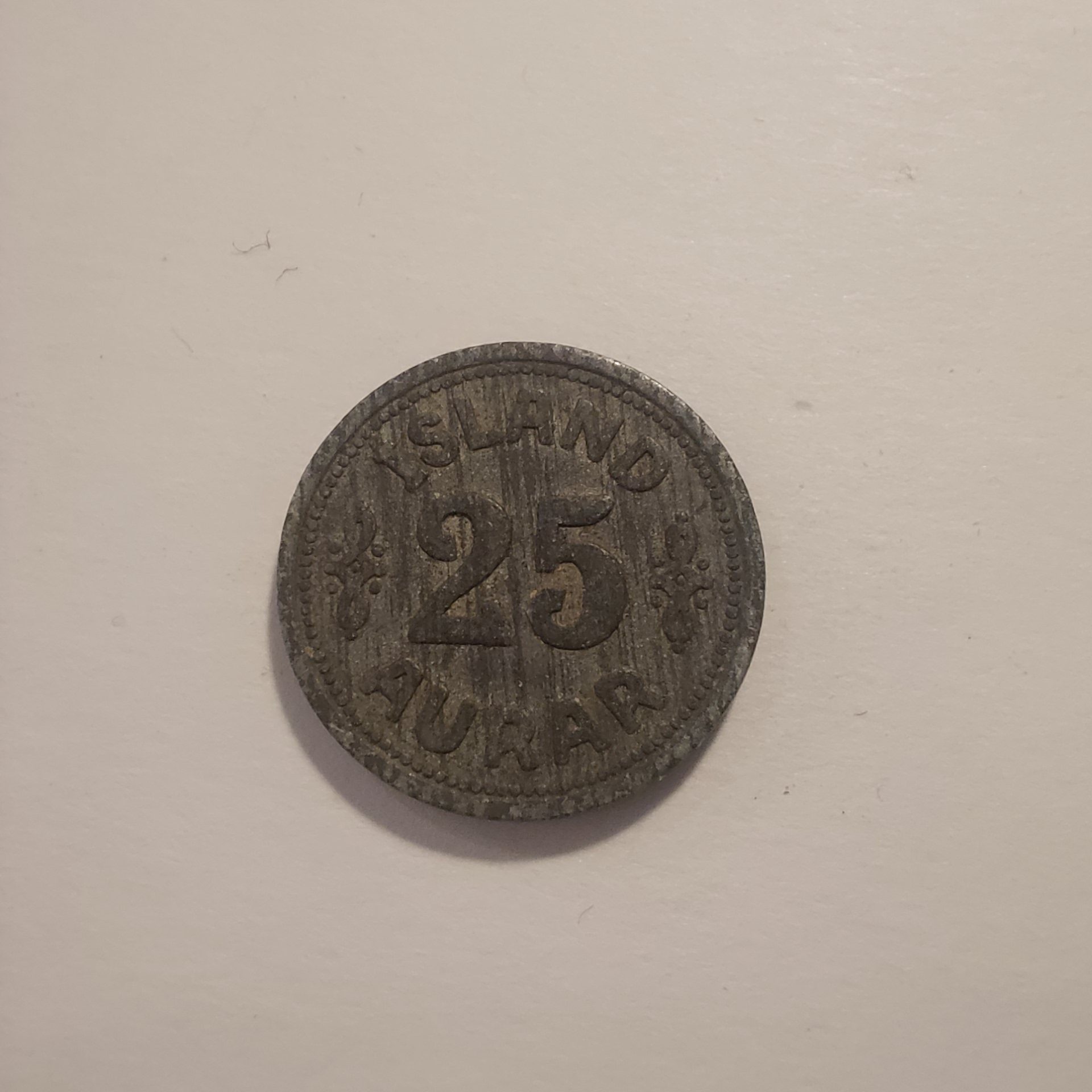 Iceland 25 Aurar 1922 Coin - Christian X Monogram - Image 2