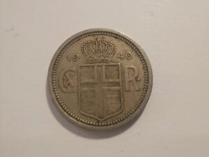 1940 25 Aurar Iceland Coin