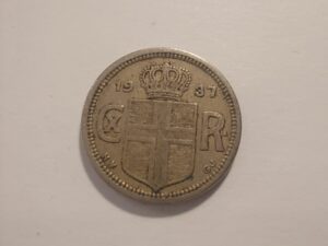 1937 25 Aurar Iceland Coin