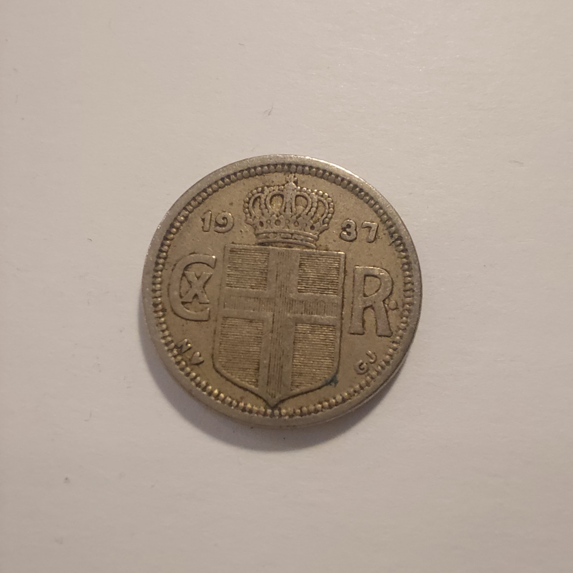 1937 25 Aurar Iceland Coin
