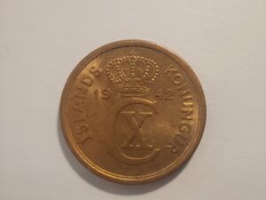 Iceland 2 Aurar 1942 Coin - Christian X Monogram