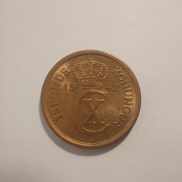 Iceland 2 Aurar 1942 Coin - Christian X Monogram