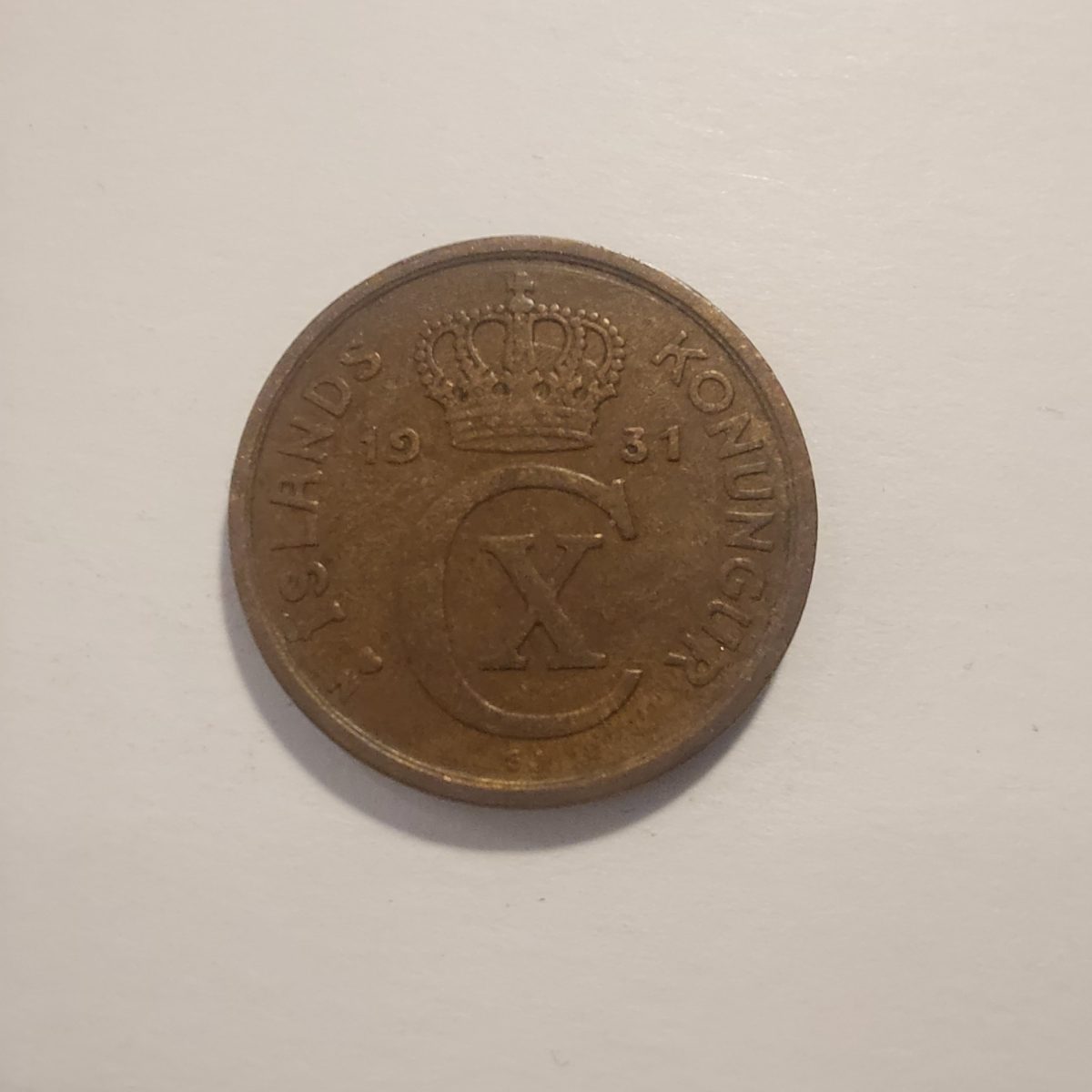 Iceland 2 Aurar 1931 Coin - Christian X Monogram