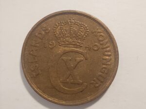 ICELAND 5 AURAR 1940 COIN