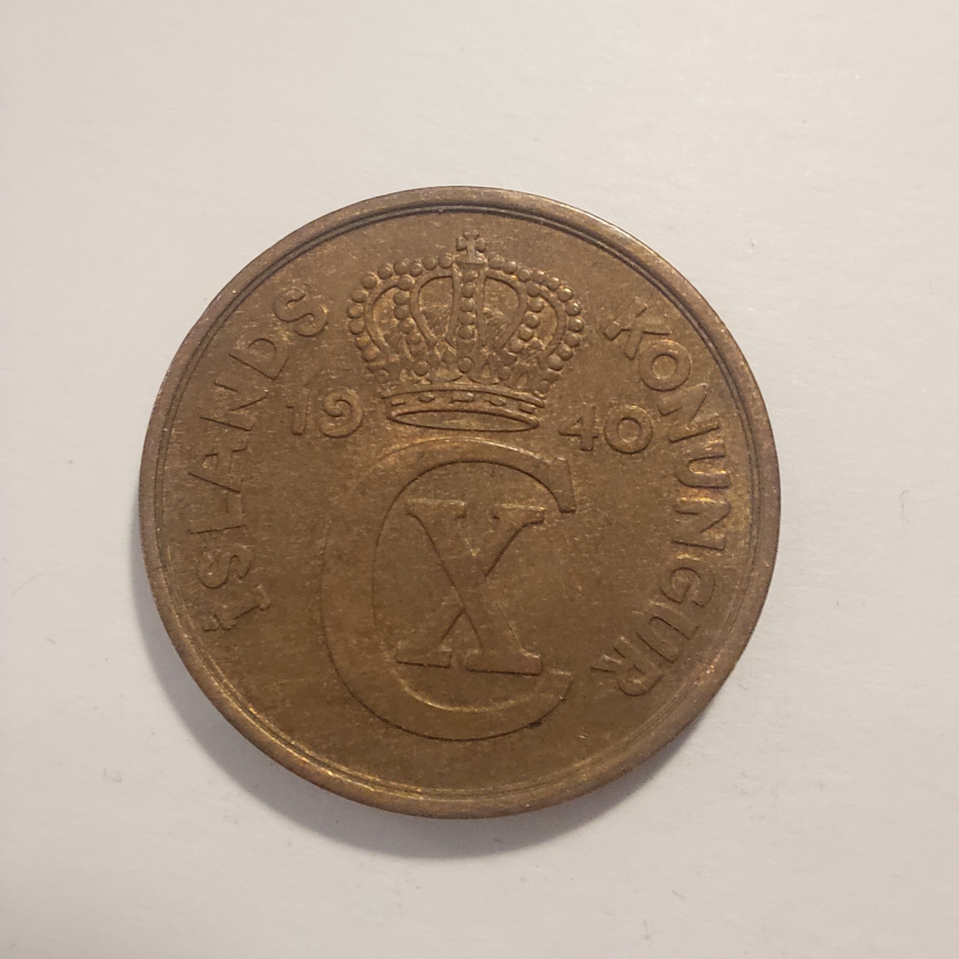 ICELAND 5 AURAR 1940 COIN