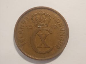 ICELAND 5 AURAR 1942 COIN