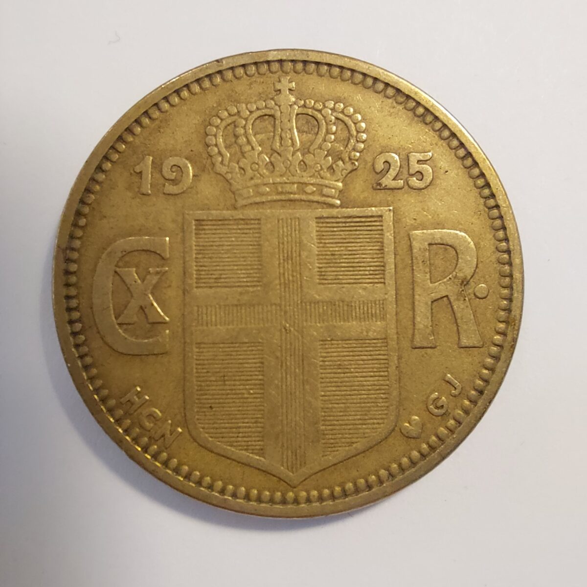 Iceland 2 Krónur 1925 Coin - Christian X Monogram