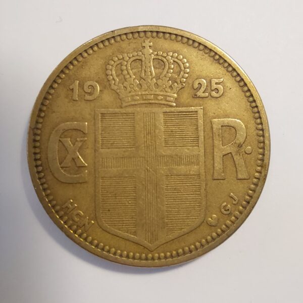 Iceland 2 Krónur 1925 Coin - Christian X Monogram