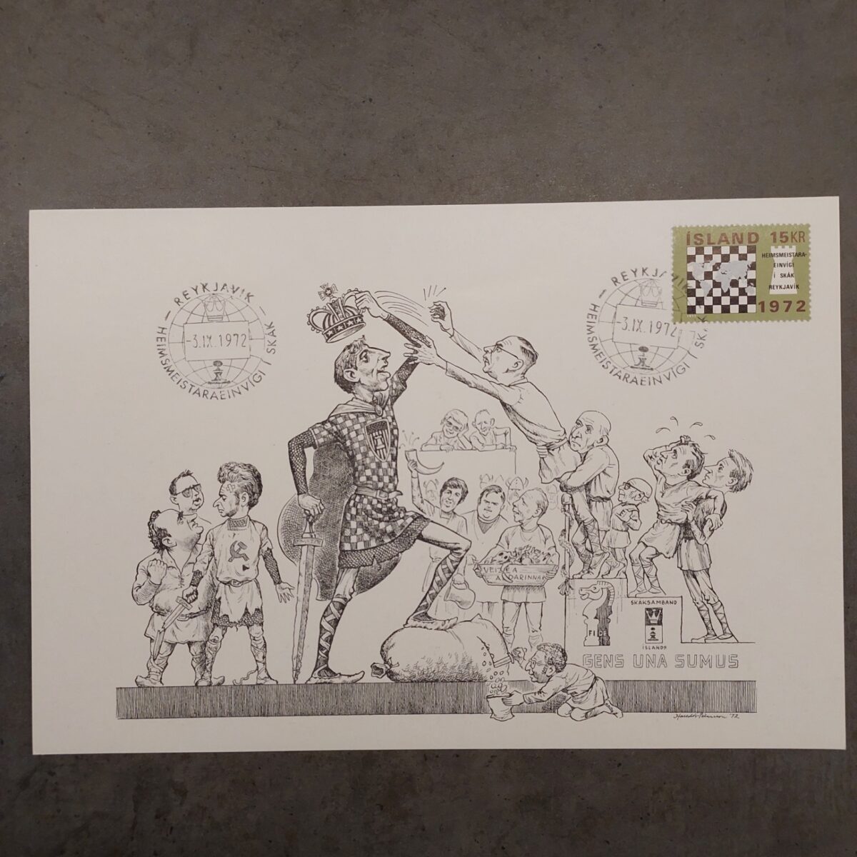 World chess championship 1972 - Bobby Fischer vs. Spassky large postcard Iceland