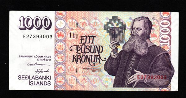Iceland 1000 kronur 2001 - DO-JS
