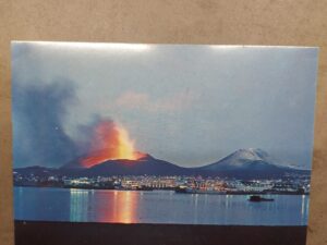 Heimaey 1973 Eruption Postcard - Eldfell & Helgafell Volcano at Dusk