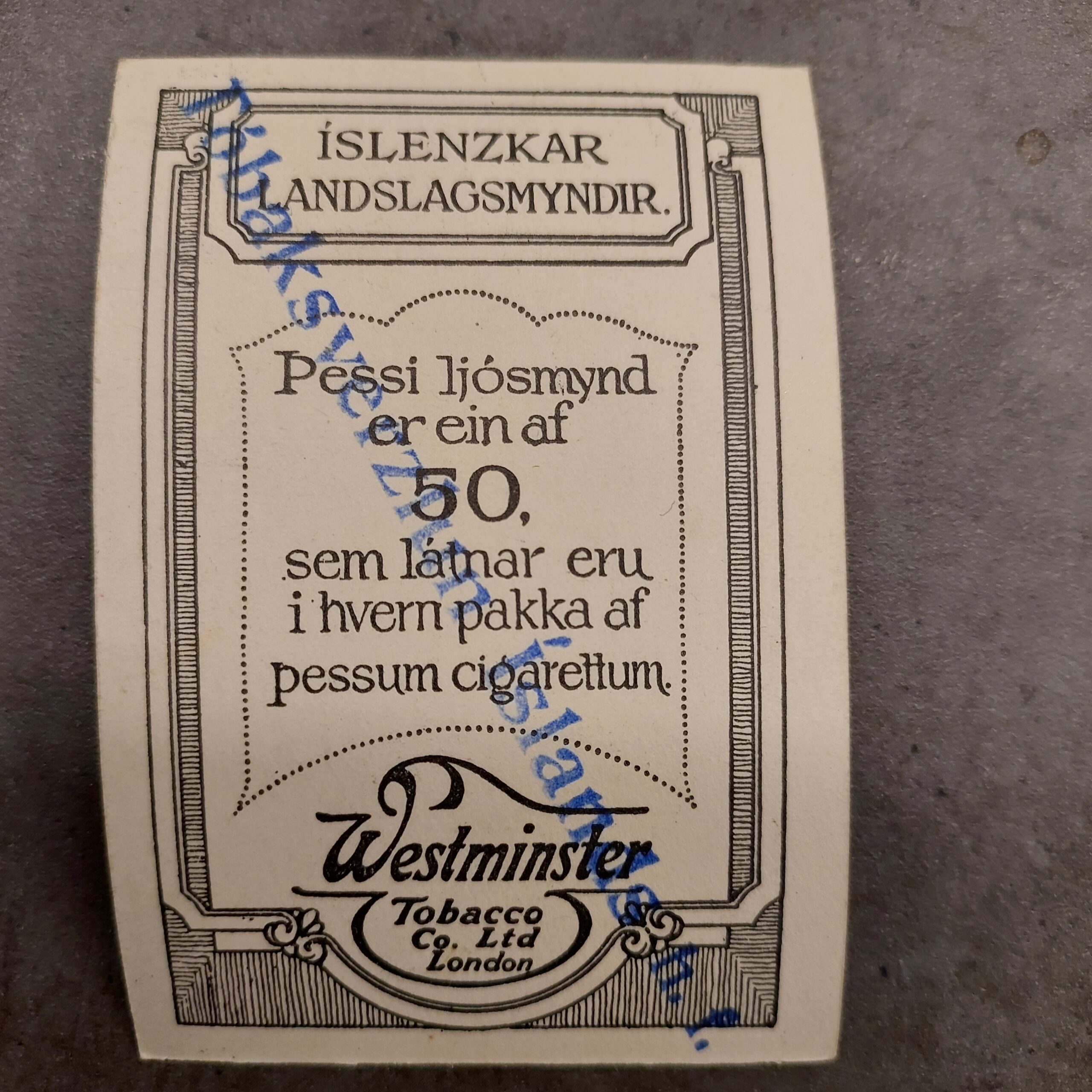 Vintage Iceland cigarette card