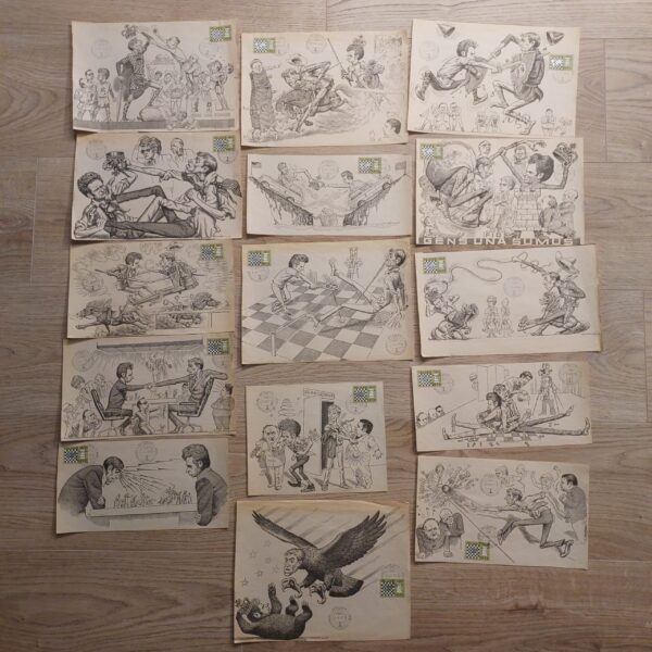 1972 Fischer Spassky Reykjavik Chess Championship Newspaper Caricature Cutouts