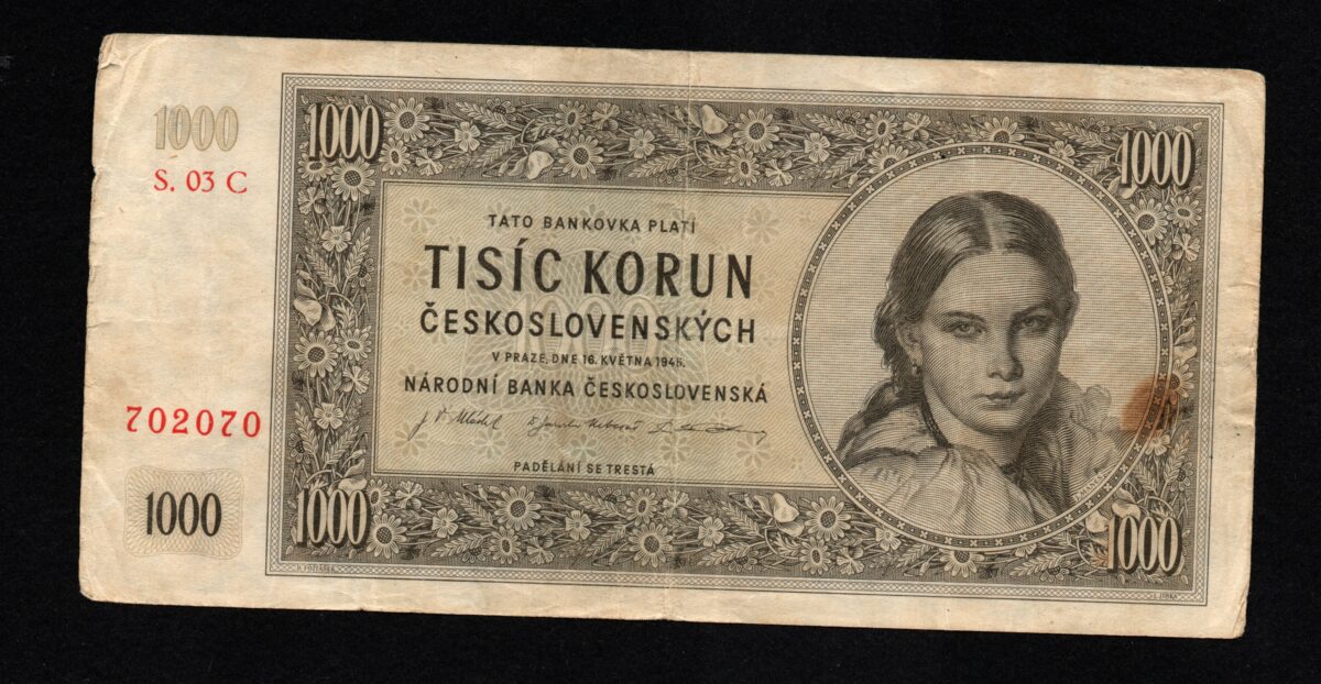 Czechoslovakia 1000 Korun 1945 Banknote