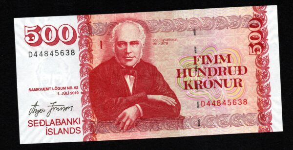 Iceland 500 krónur 2019 banknote
