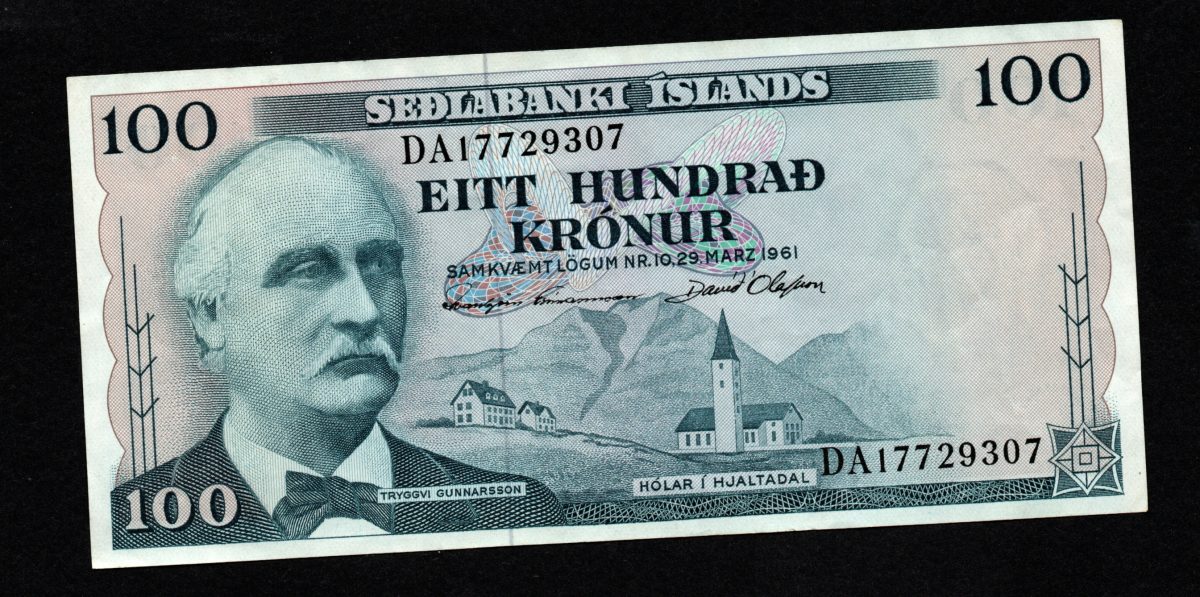 100 Kronur 1965 – Iceland (Pick P-44) UNC SF-DO