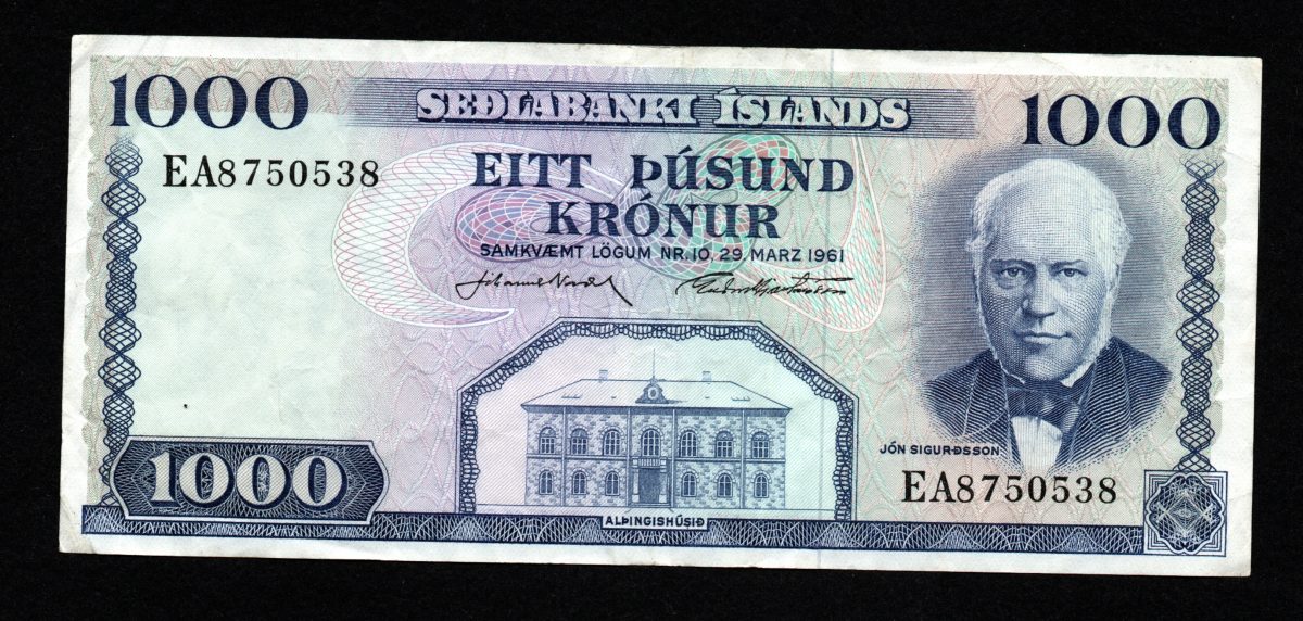 1000 Kronur 1963 – Iceland (Pick P-46) JN-GH