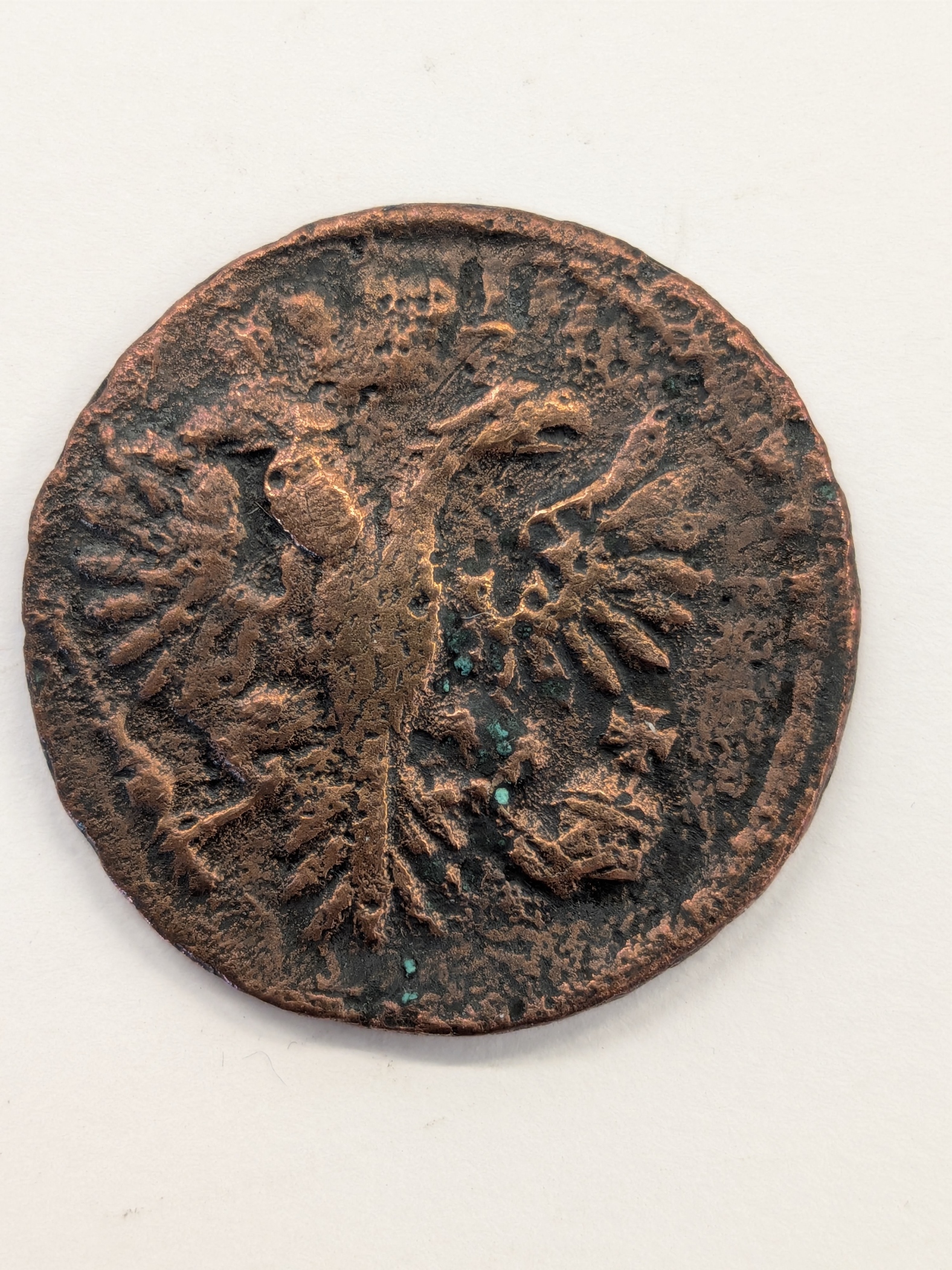 1731 Russian Empire Denga (1/2 Kopeck) Copper Coin β Empress Anna Ivanovna - Image 2