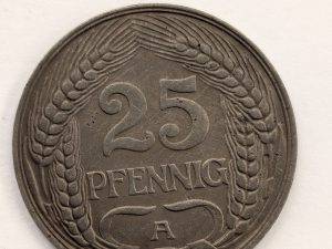 1910 A 25 Pfennig German Empire nickel coin