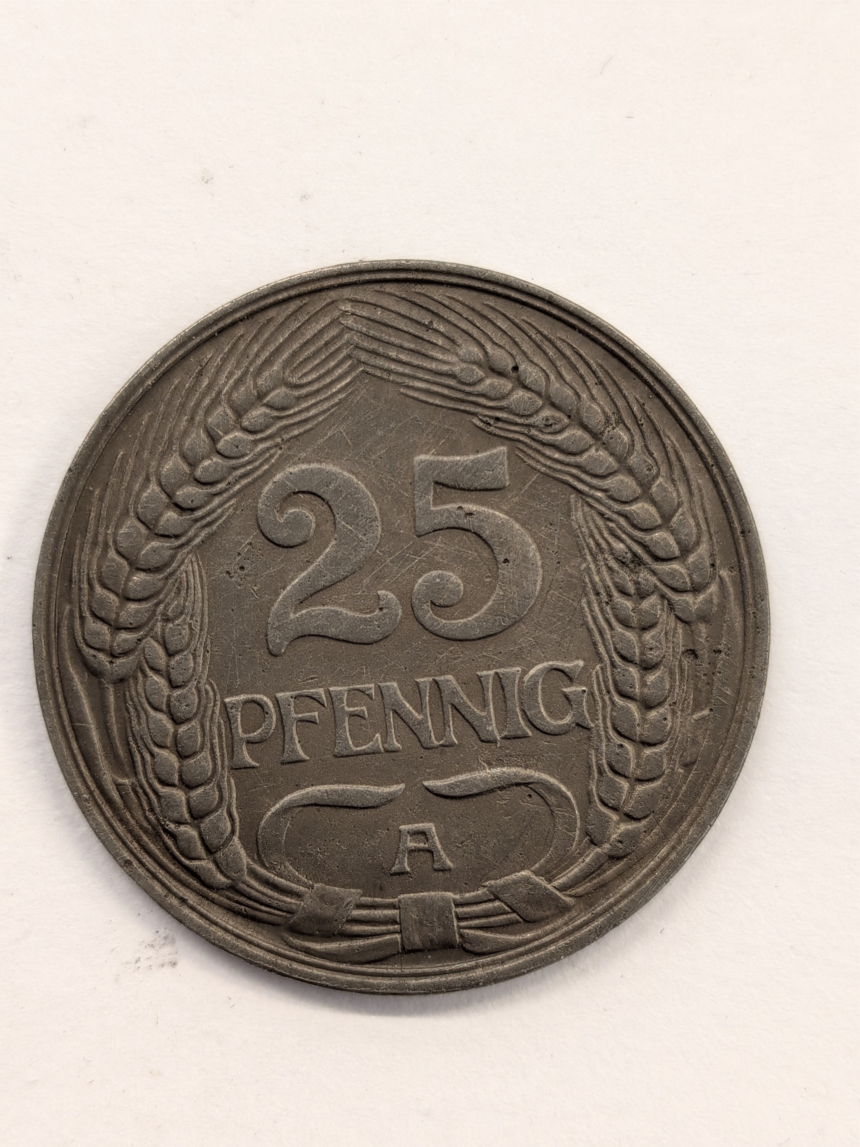 1910 A 25 Pfennig German Empire nickel coin