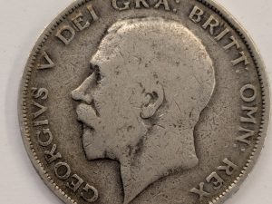 1914 King George V silver Half Crown coin