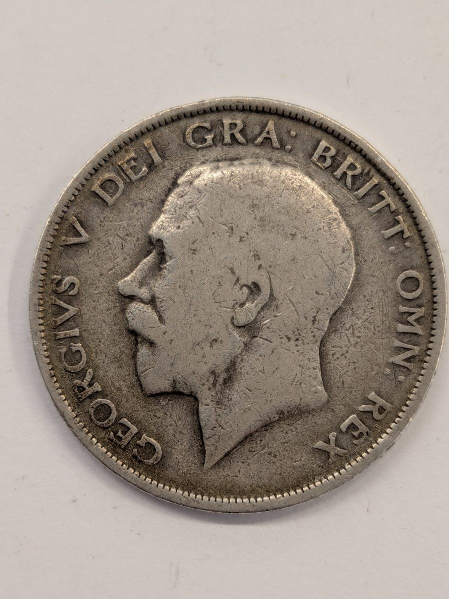 1914 King George V silver Half Crown coin