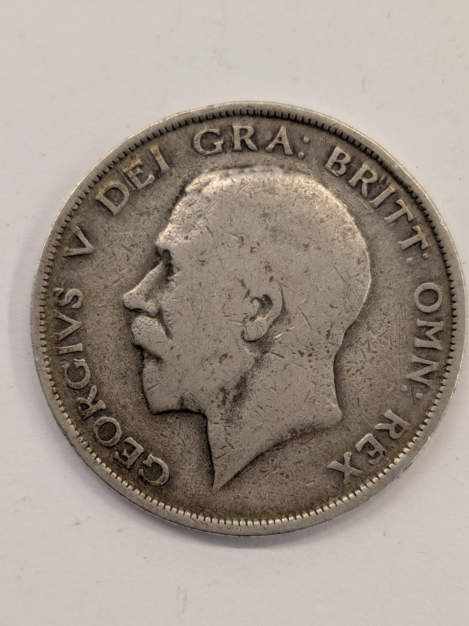 1914 King George V silver Half Crown coin